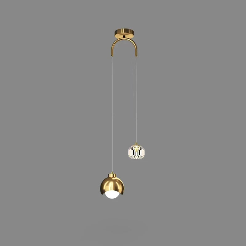 YUGUUK Klotpendel i pläterad metall, guld/svart – LED-belysning, 220 V