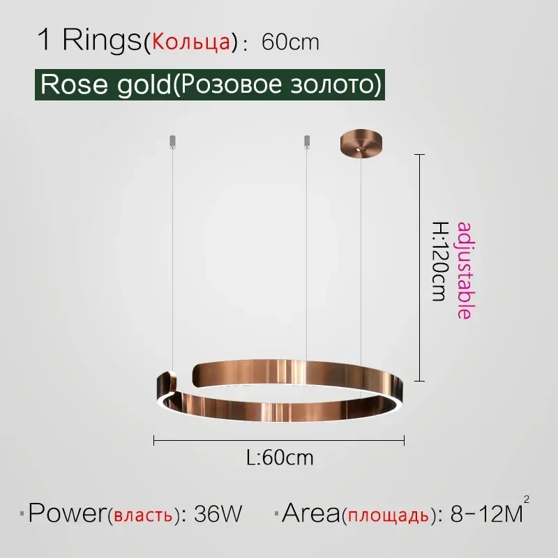 Minimalistisk LED Taklampa med Cirkulära Ringar – D40/D60