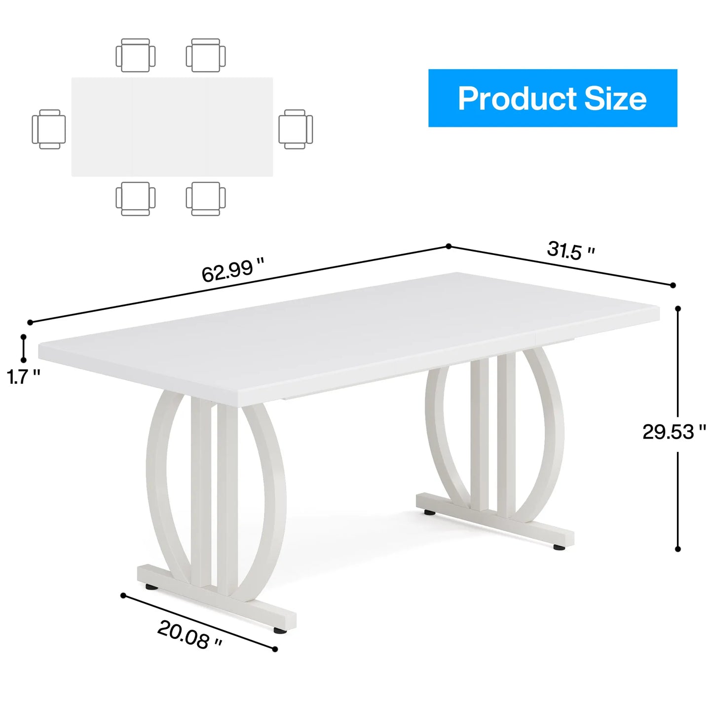 Tribesigns Matbord – Svart Industriell Design för 4–6 Personer (160 cm)