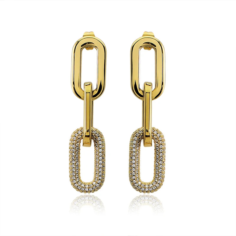 Tjock Länk-Kedjehalsband med Kristaller – 316L Rostfritt Stål – Guld & Silver – Unisex Hiphop Stil