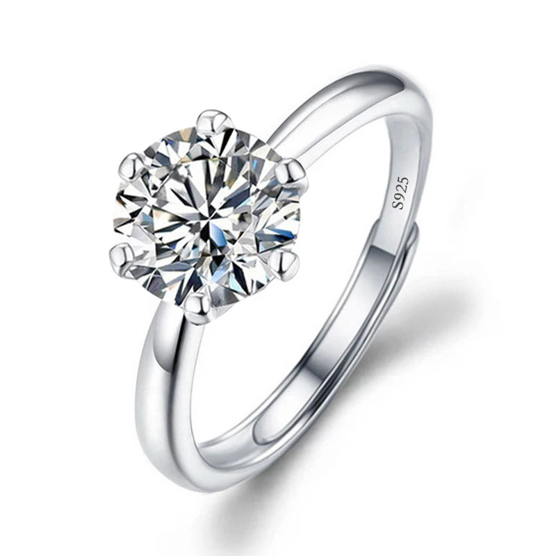 Justerbar Moissanite Förlovningsring – Öppen Design i Silverpläterad Koppar – Elegant & Prisvärd