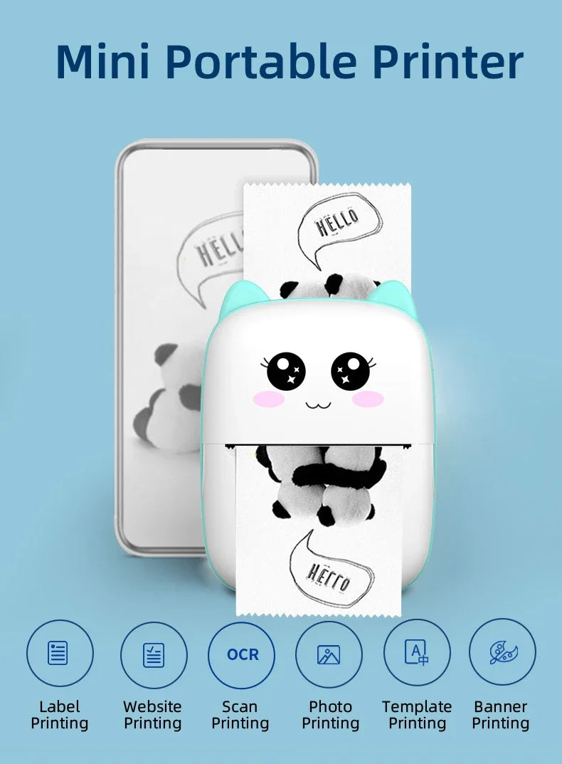 Mini Bärbar Bluetooth Skrivare 203DPI – Trådlös Fotoskrivare med Termopapper