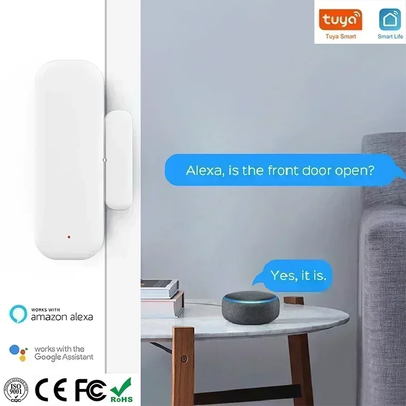 Tuya WiFi Dörr- & Fönstersensor – Smart Trådlös Detektor med Appstyrning