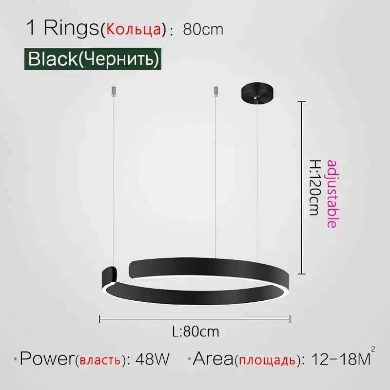 Minimalistisk LED Taklampa med Cirkulära Ringar – D40/D60