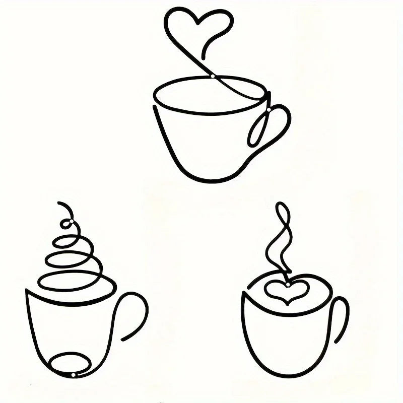 ☕ Kreativa Väggdekorationer med Kaffetema – Metallkonst för Café, Hem & Hotell – 1/3-pack
