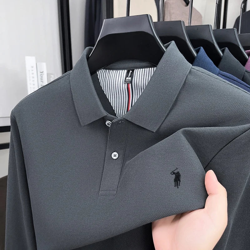 Herrpike i 100% Bomull – Broderad Häst – Höst/Vinter – Smart Casual