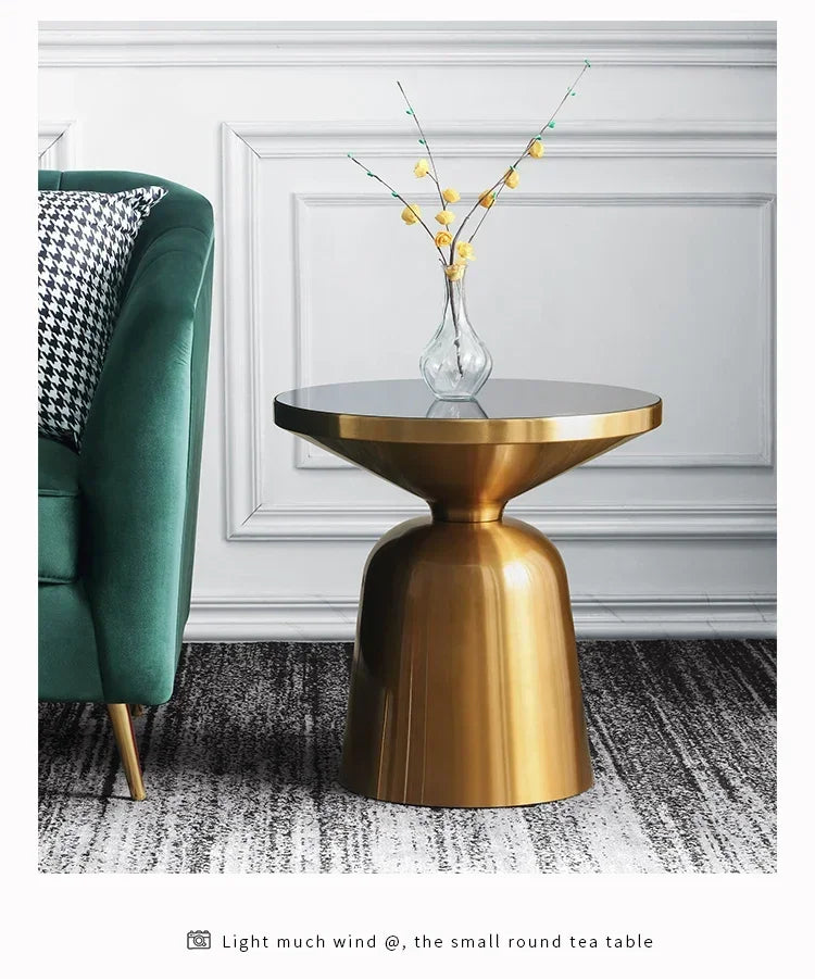 Nordiskt Soffbord i Metall & Glas – Lyxig Rund Design för Vardagsrum & Sovrum
