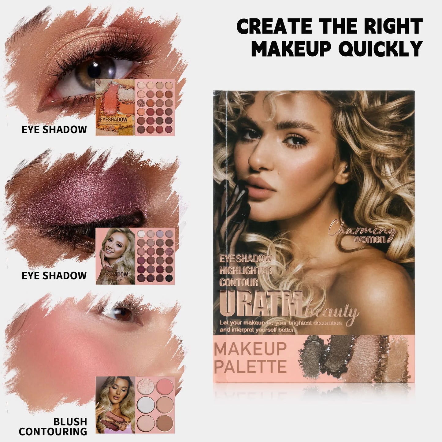 đ Professionell Makeup-palett med 54 fĂ€rger â Allt-i-ett: Ăgonskugga, Rouge, Highlighter & Contouring
