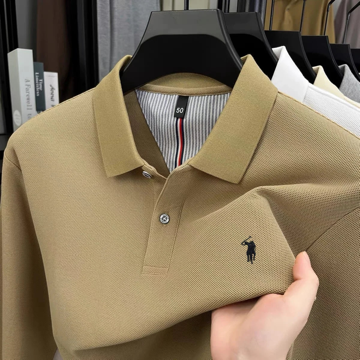 Herrpike i 100% Bomull – Broderad Häst – Höst/Vinter – Smart Casual