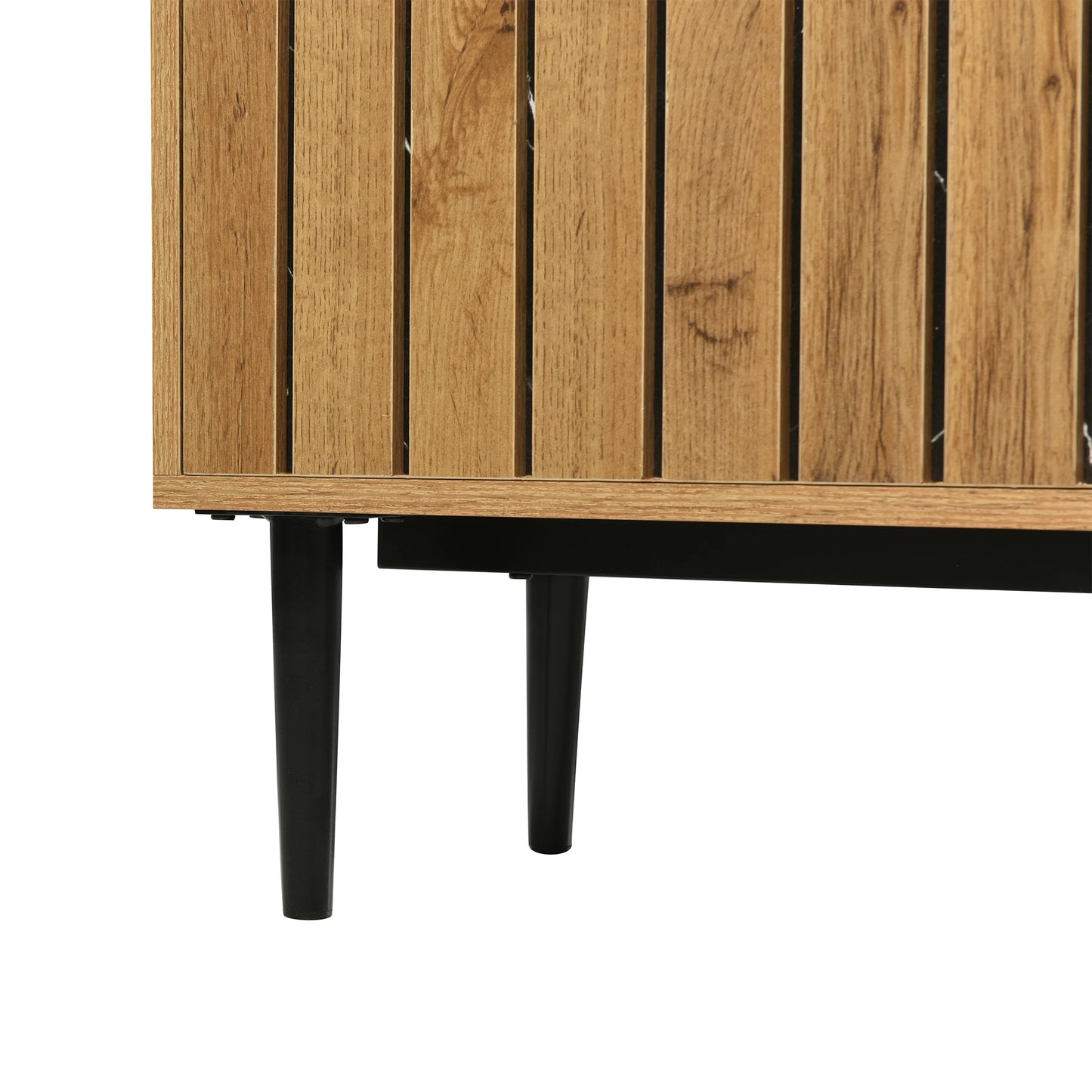Modern TV-bänk – Marmordesign & Trästruktur med Järnben