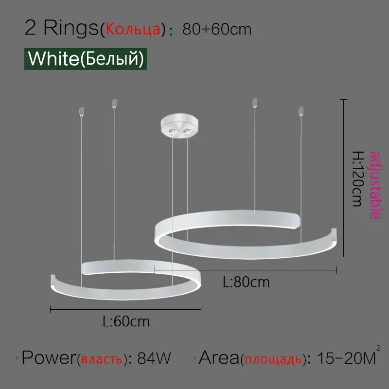 Minimalistisk LED Taklampa med Cirkulära Ringar – D40/D60