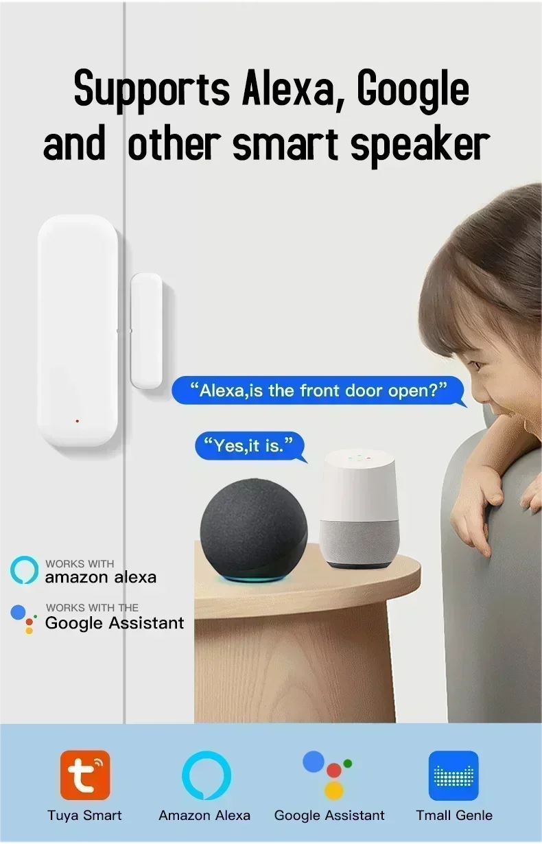 Tuya WiFi Dörr- & Fönstersensor – Smart Trådlös Detektor med Appstyrning