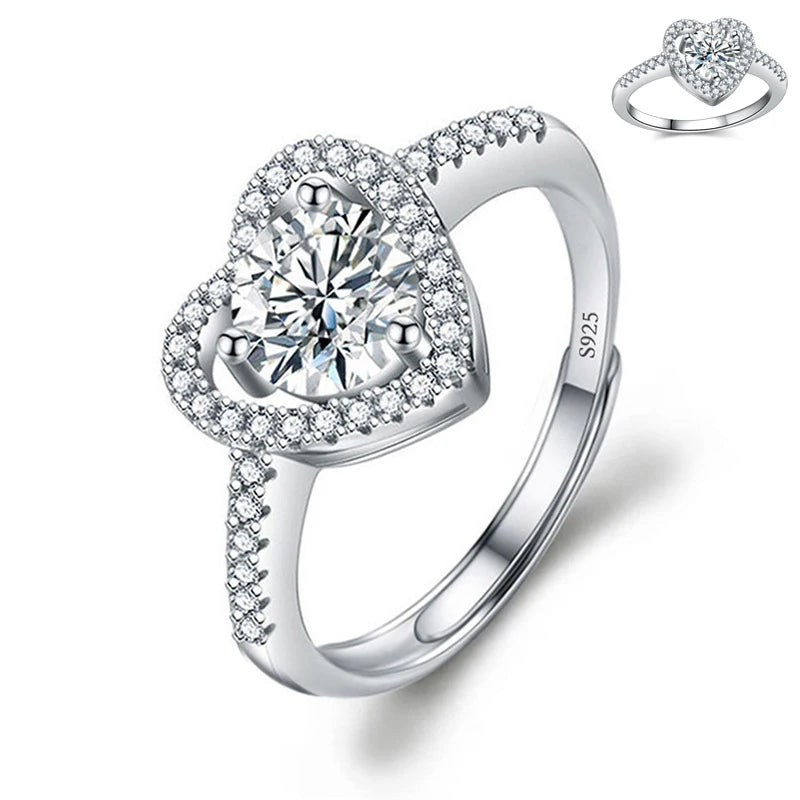 Justerbar Moissanite Förlovningsring – Öppen Design i Silverpläterad Koppar – Elegant & Prisvärd