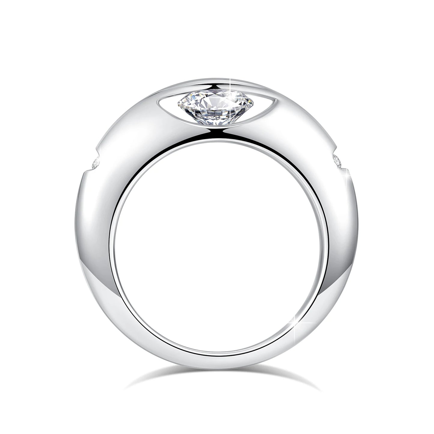 Roterbar Moissanite Ring – 1CT – Äkta S925 Silver – Klassisk Bröllopsring med GRA Certifikat