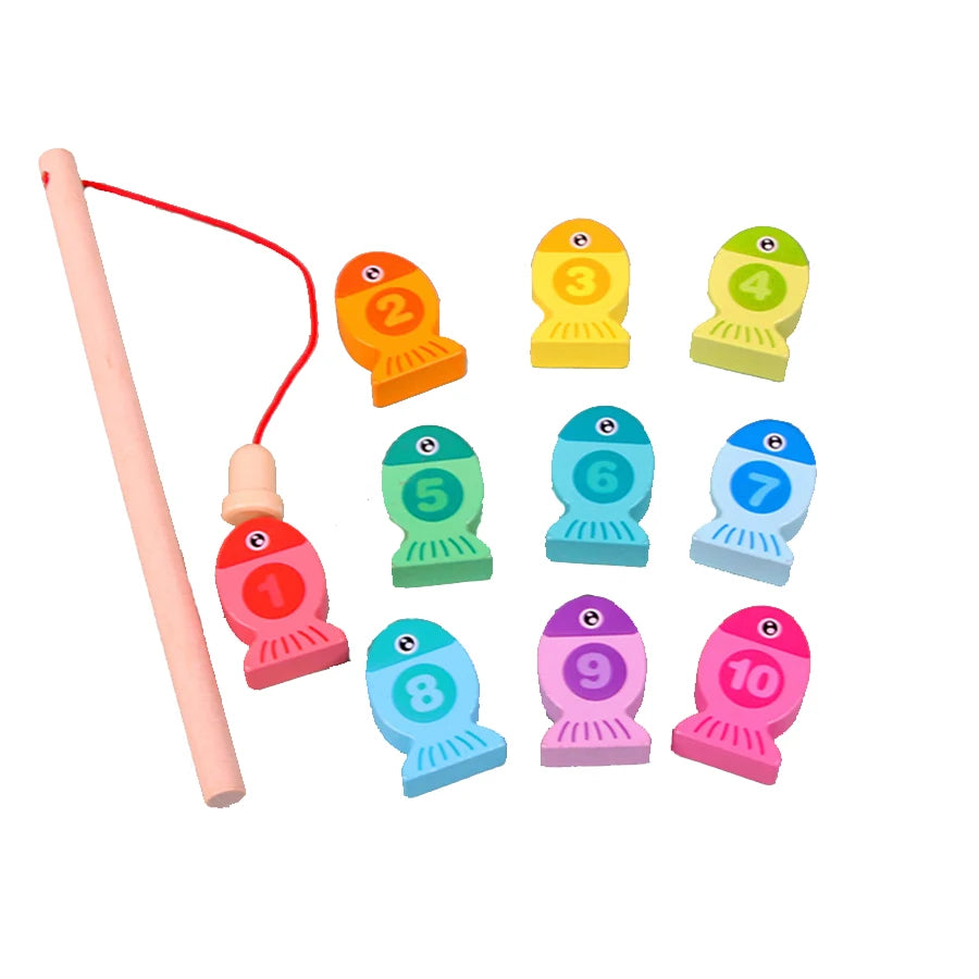 Multifunktionell Montessori-fiskeleksak med morotsskörd och matningsspel