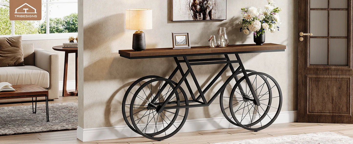 Retro Konsolbord med Cykelbas – Tribesigns Design för Vardagsrum & Hall