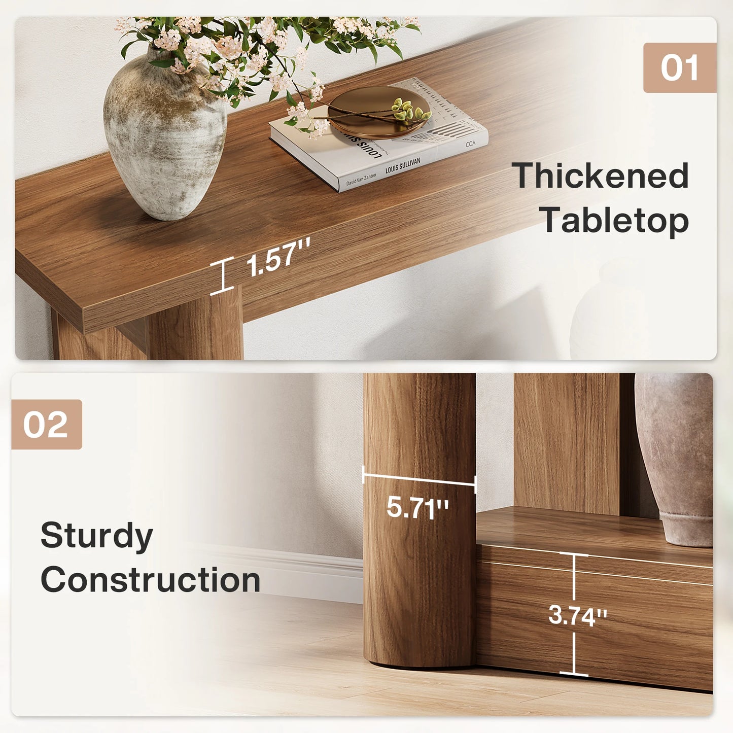 Tribesigns Konsolbord – Rustik Lantstil med Förvaring (160 cm)