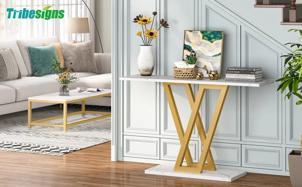 đȘ Tribesigns Konsolbord 110 cm â Industriell Design med V-formade Metallben â För Hall & Vardagsrum