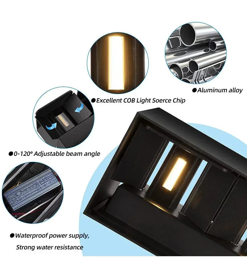 Modern Vägglampa i Aluminium – LED-ljus med IP65 Skyddsnivå