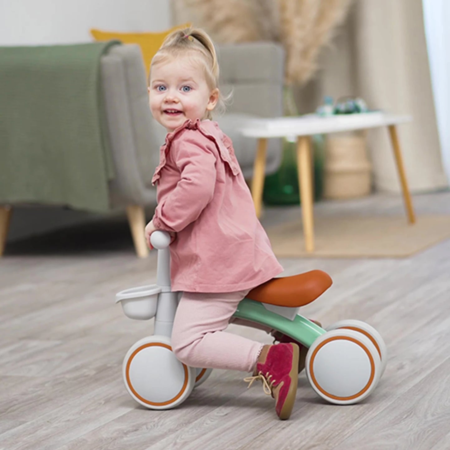 Baby Balanscykel med 4 Hjul – För Barn 12–24 Månader | Utan Pedaler