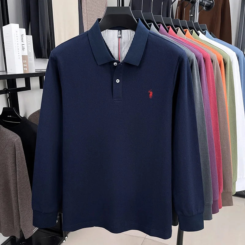 Herrpike i 100% Bomull – Broderad Häst – Höst/Vinter – Smart Casual