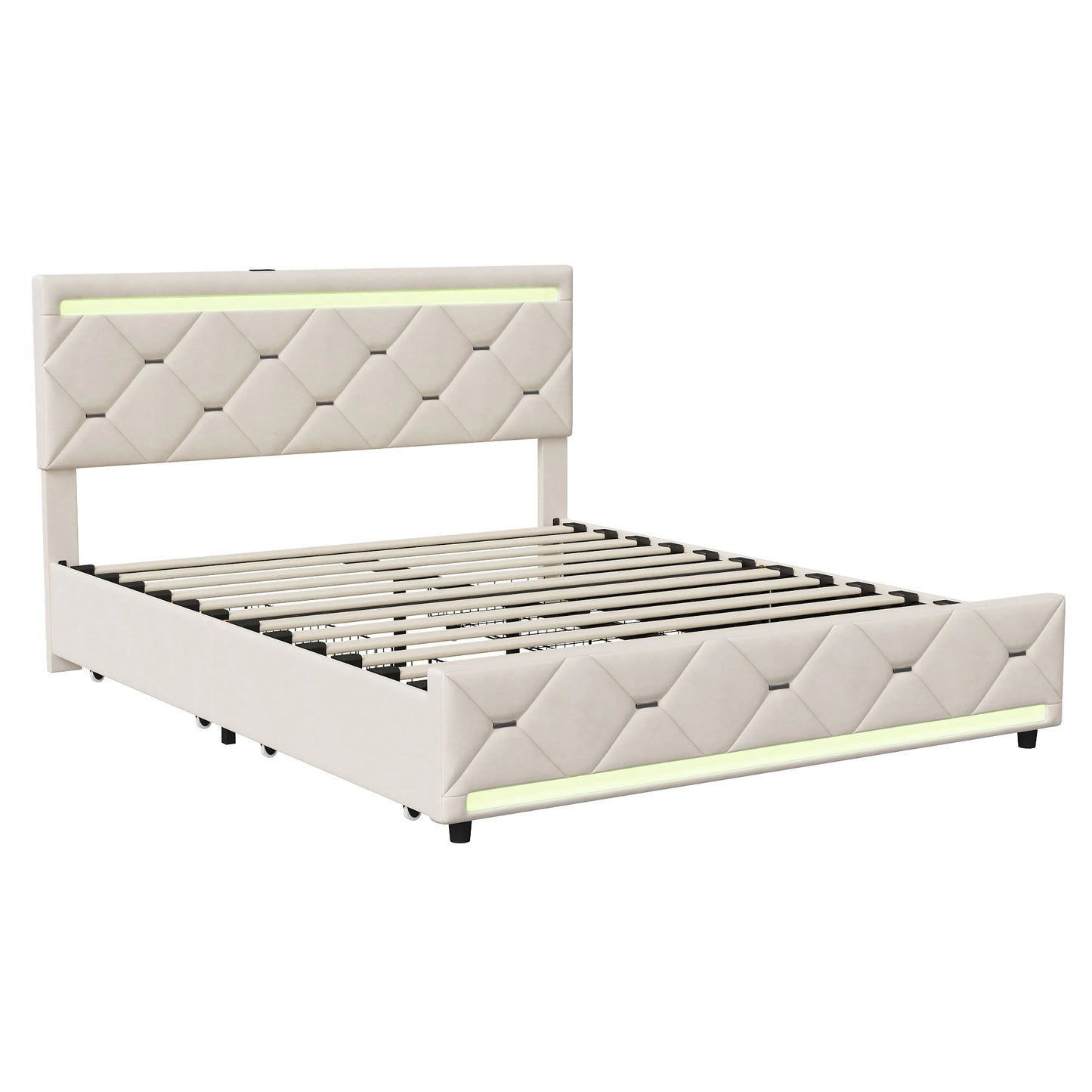 Anajqaqia Dubbelsöng 140×190 cm – Med LED, Förvaring & USB