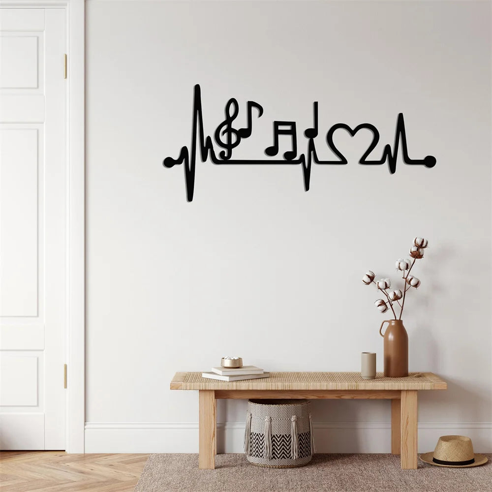 đ¶đ€ VĂ€ggkonst i Metall â âMusic with Heartâ â Svart Matt Dekor för Sovrum, Vardagsrum & Badrum
