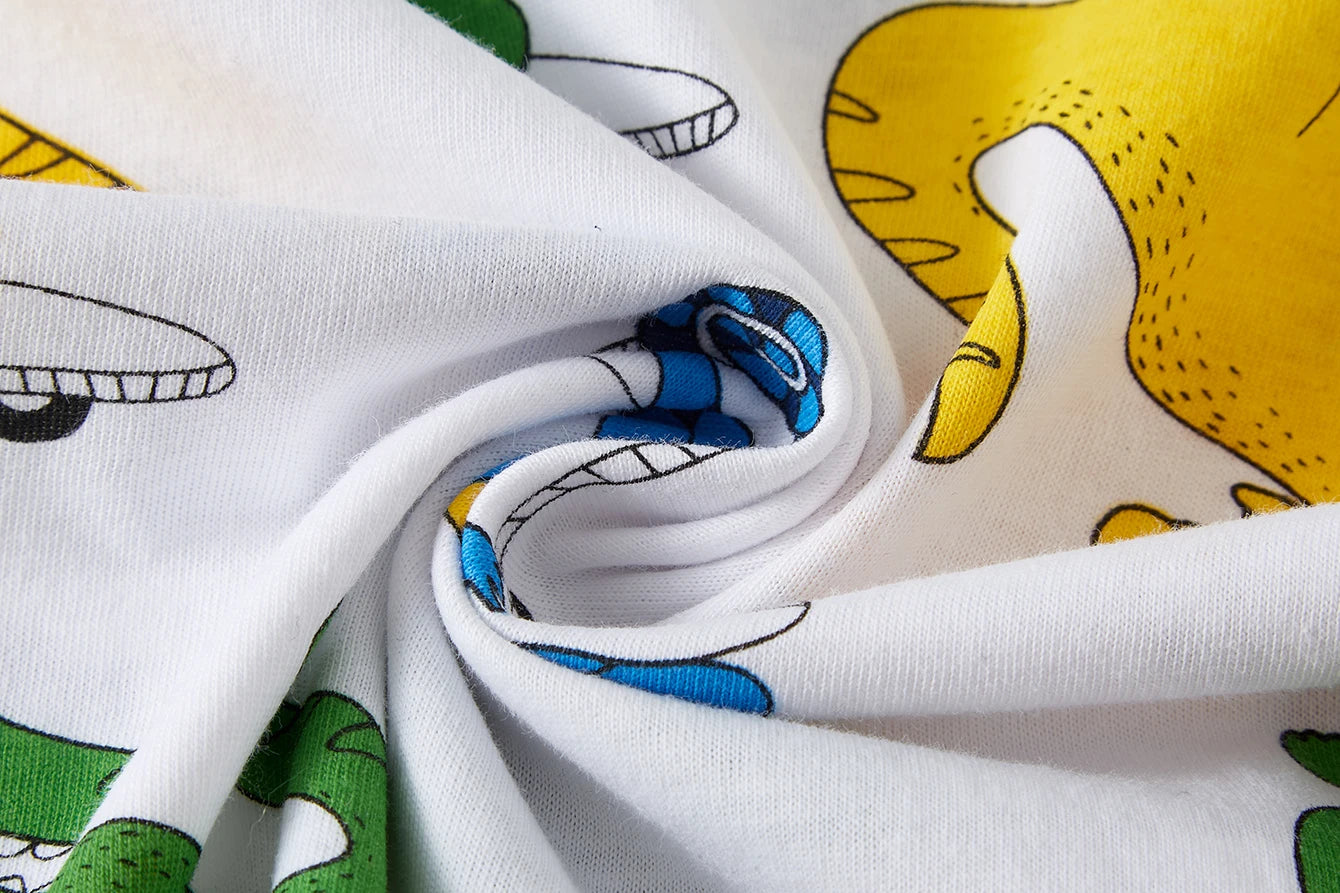 Barnpyjamas i 100% Bomull – Dinosaurieprint – 2-delad Set – Unisex 1–8 år