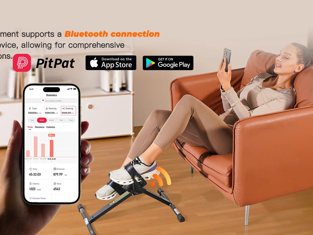 Superun Pedaltränare – Mini motionscykel med LCD-skärm och appanslutning