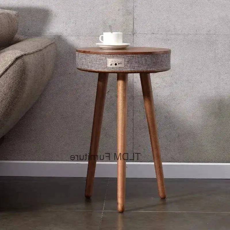 Smart Kaffebord med Bluetooth-högtalare & Trådlös Laddning – Nordisk Design