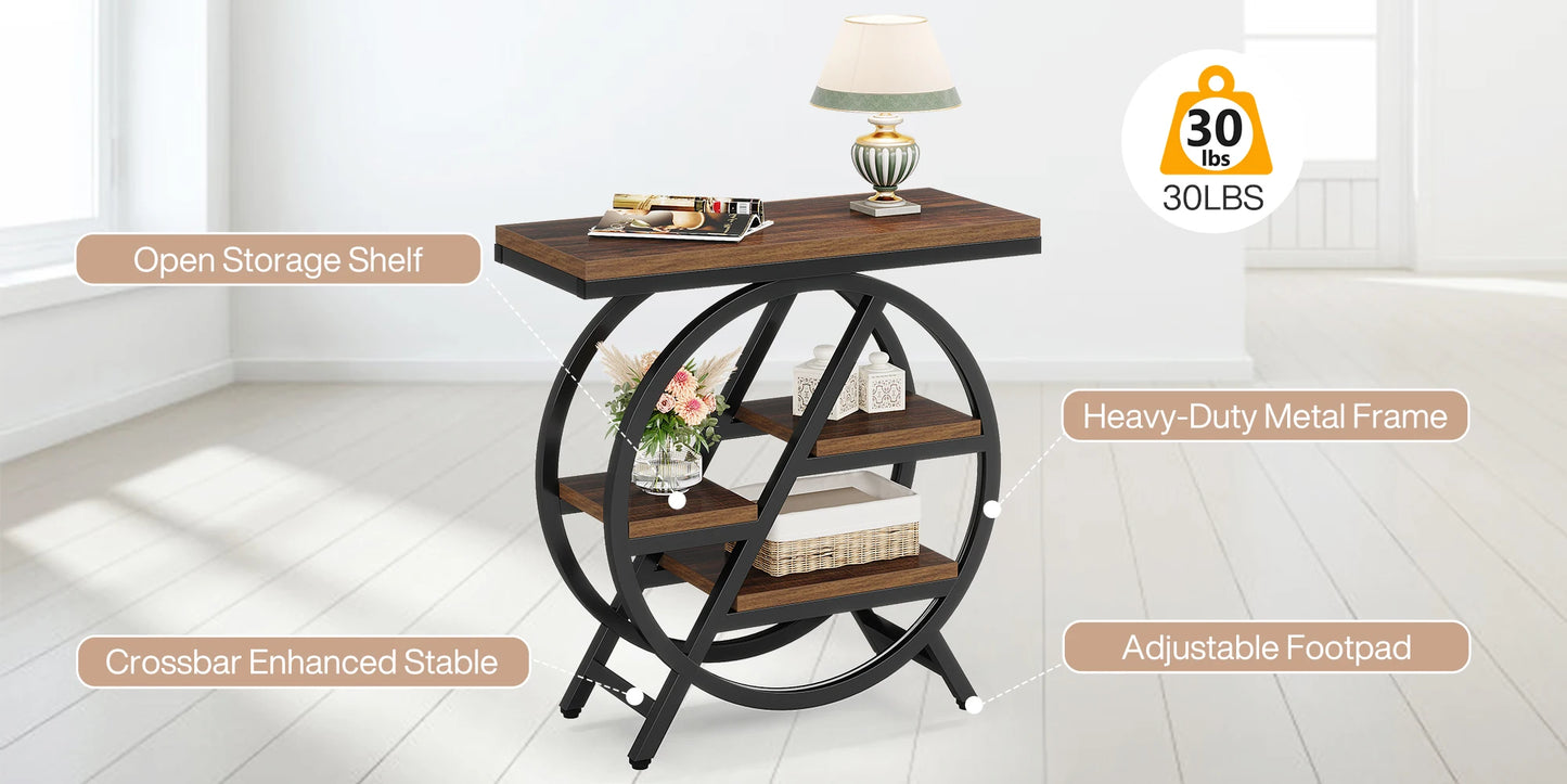 Tribesigns Industriellt Sidobord – Smal Design med 3 Hyllor