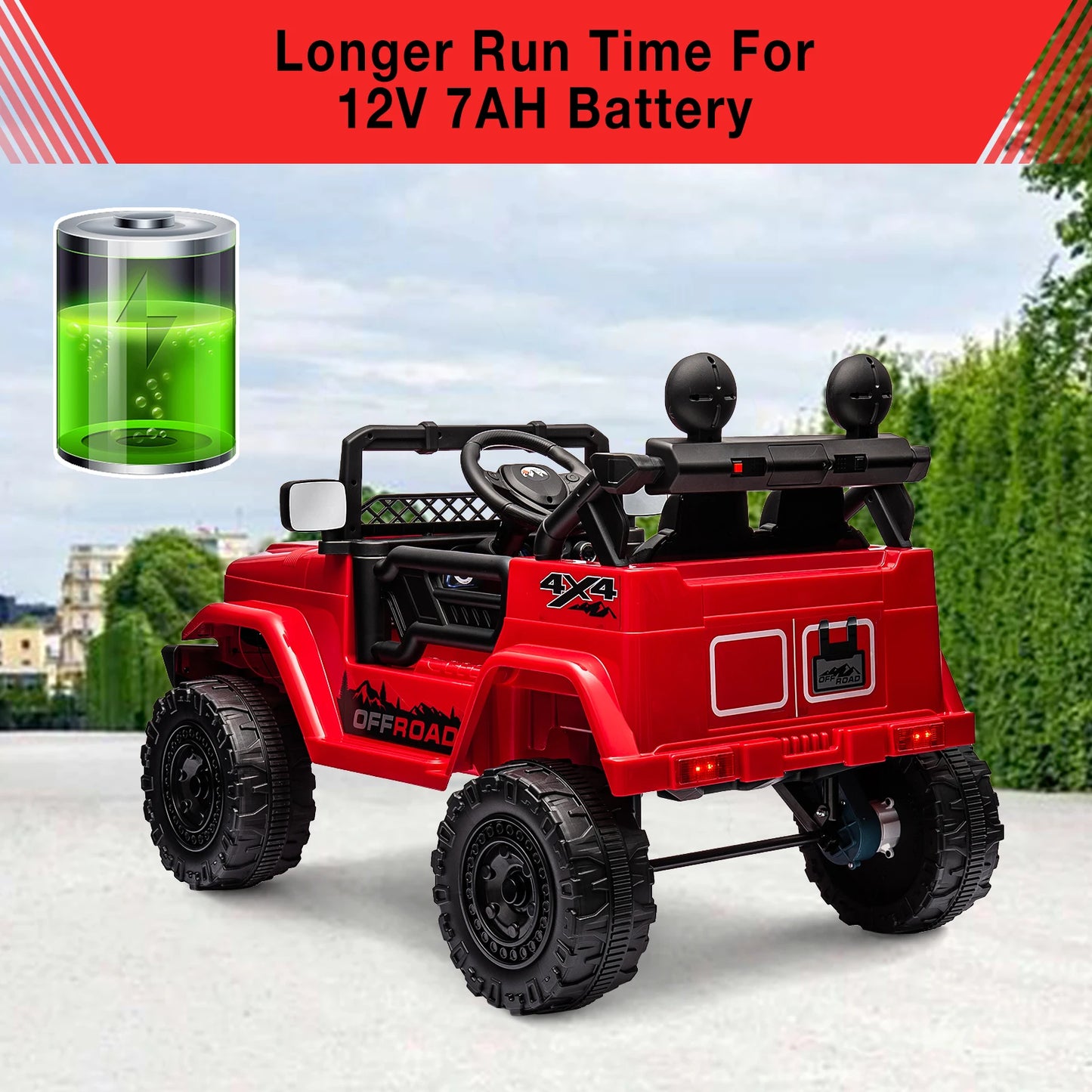 Elektrisk Barnbil med Fjärrkontroll – 12V – Musik, LED-ljus & Säkerhetsbälte – För Barn 1–8 år