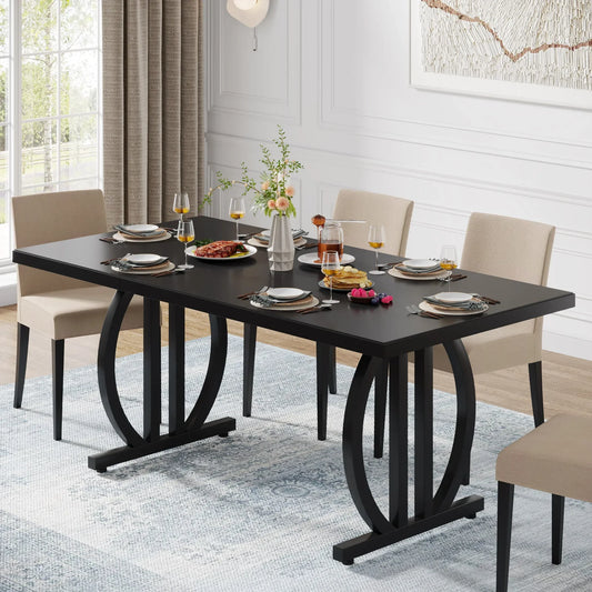 Tribesigns Matbord – Svart Industriell Design för 4–6 Personer (160 cm)