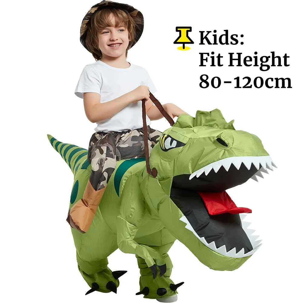 Uppblåsbar Dinosauriedräkt – T-Rex Kostym för Barn & Vuxna