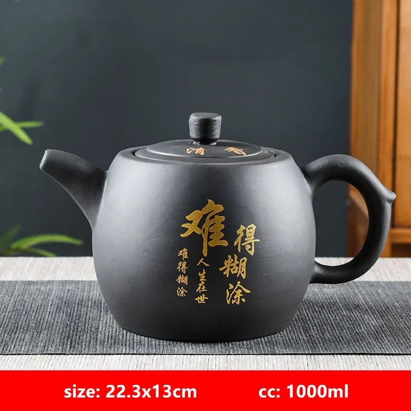 Yixing Tekanna i lila lera – Handgjord traditionell tekanna (1 liter)