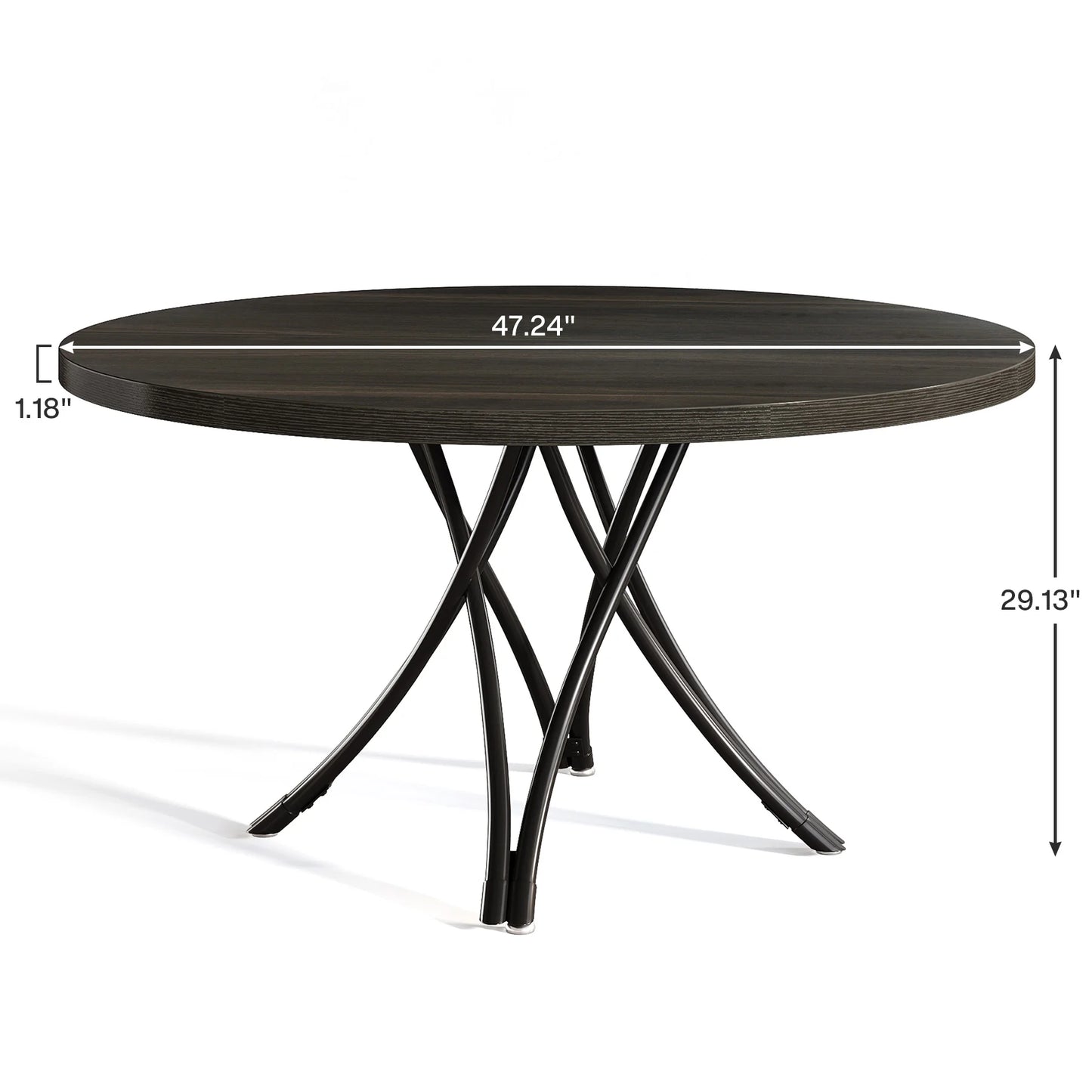 Tribesigns Runt Matbord – 120 cm Industriell Lantstil för 4–6 Personer