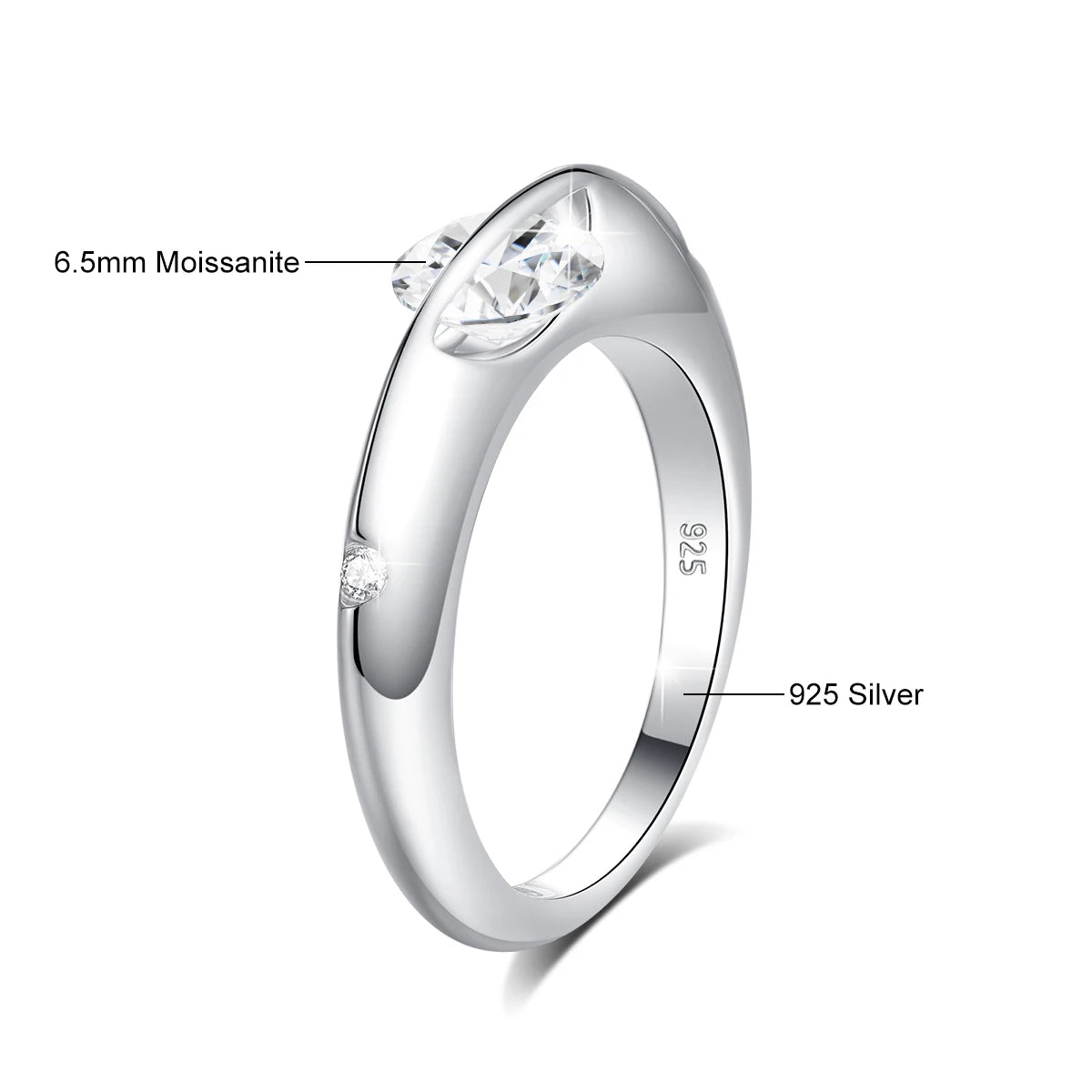Roterbar Moissanite Ring – 1CT – Äkta S925 Silver – Klassisk Bröllopsring med GRA Certifikat