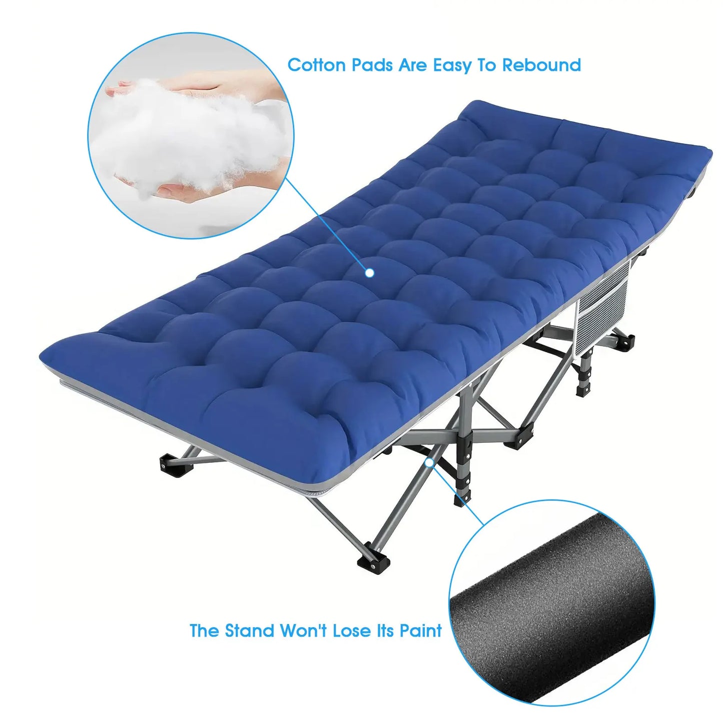Modern Hopfällbar Campingsäng med Förvaring – 190x71x37 cm