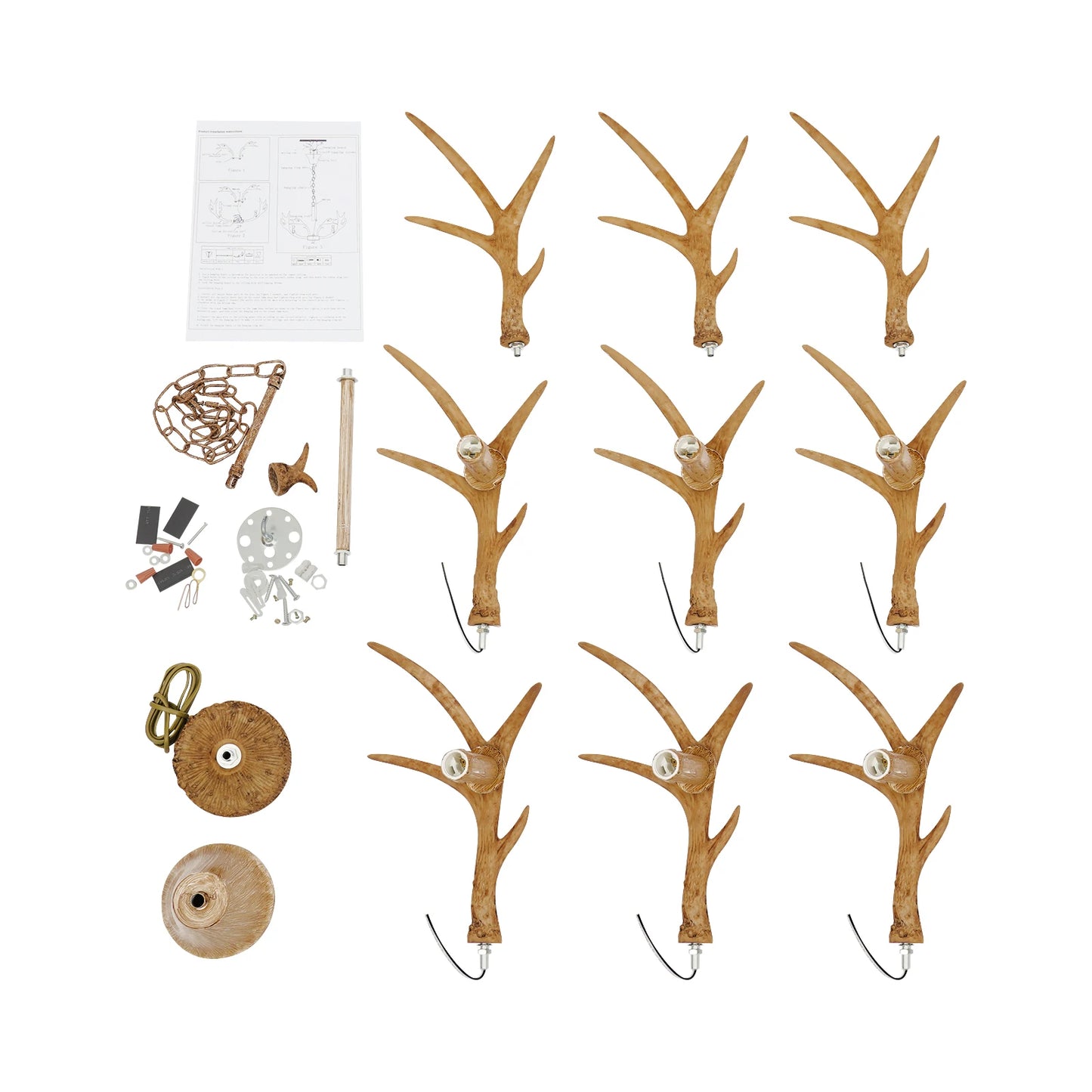 Rustik Hjorthornskrona – Taklampa i Retrostil med 6 LED-lampor (75 × 75 × 40 cm)