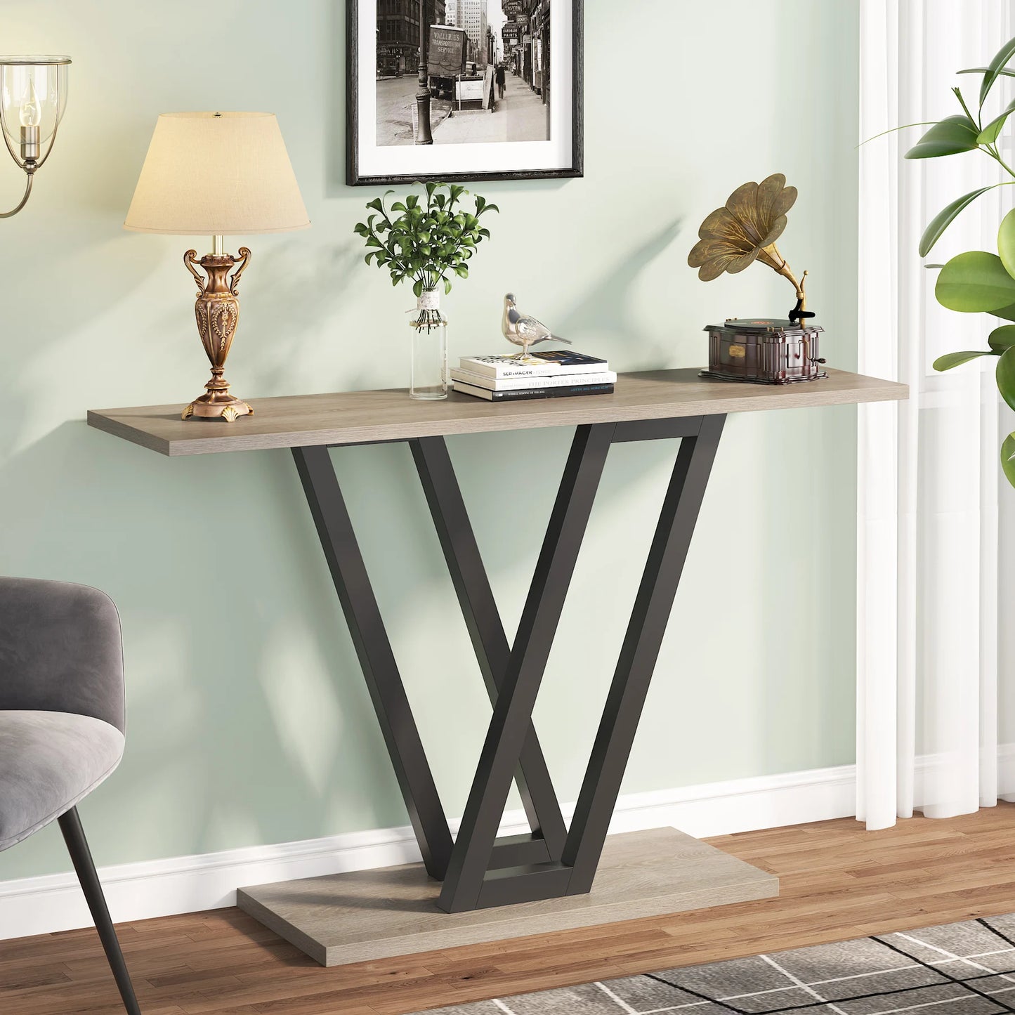 đȘ Tribesigns Konsolbord 110 cm â Industriell Design med V-formade Metallben â För Hall & Vardagsrum