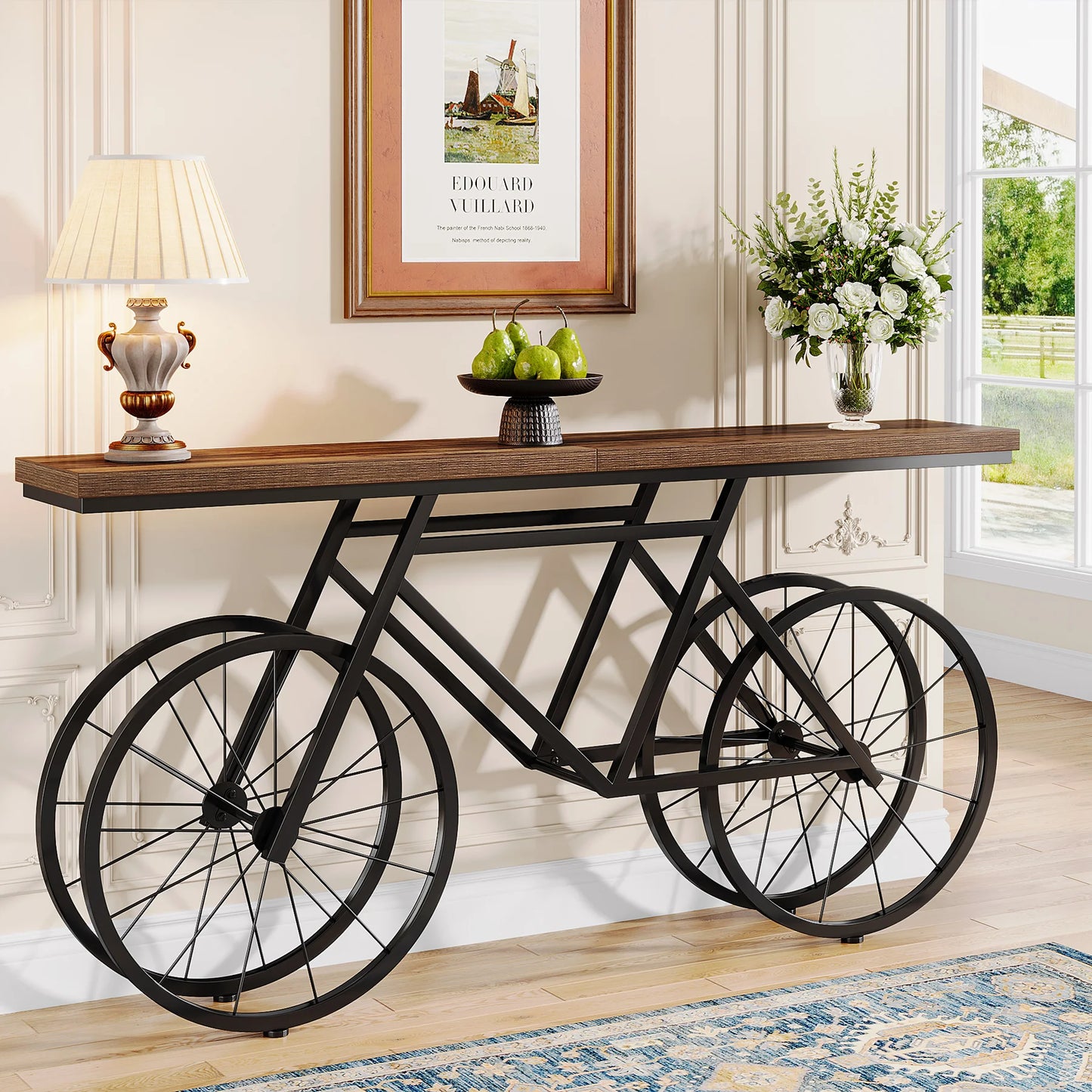 Retro Konsolbord med Cykelbas – Tribesigns Design för Vardagsrum & Hall