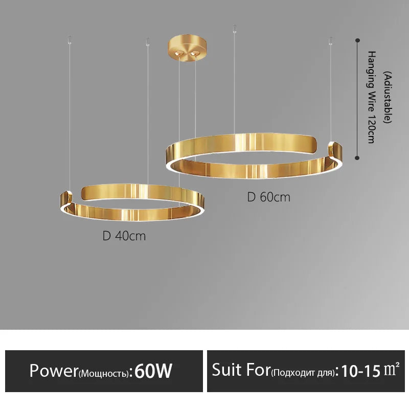 Nordisk LED Ringformad Taklampa – Modern Design i Roséguld, Svart, Vitt & Guld
