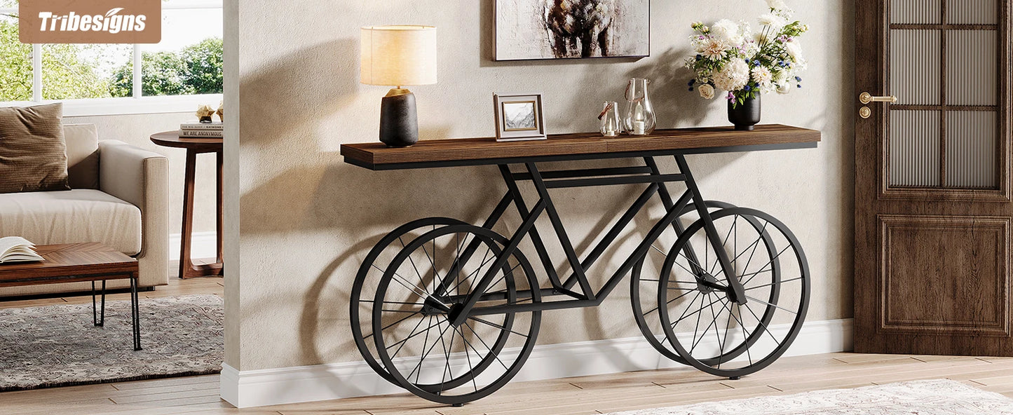 Retro Konsolbord med Cykelbas – Tribesigns Design för Vardagsrum & Hall