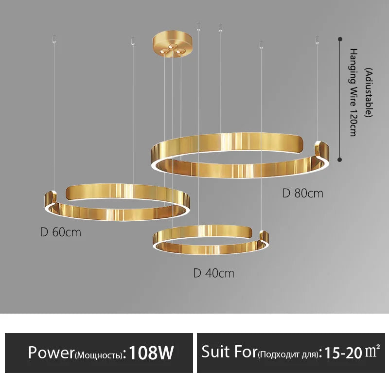 Nordisk LED Ringformad Taklampa – Modern Design i Roséguld, Svart, Vitt & Guld
