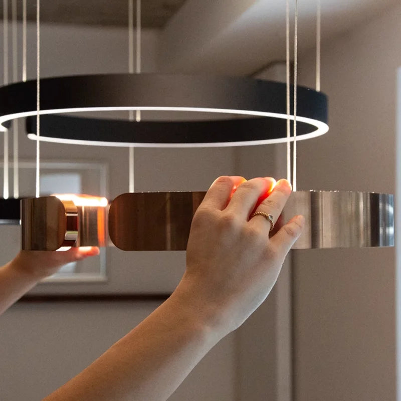 Nordisk LED Ringformad Taklampa – Modern Design i Roséguld, Svart, Vitt & Guld