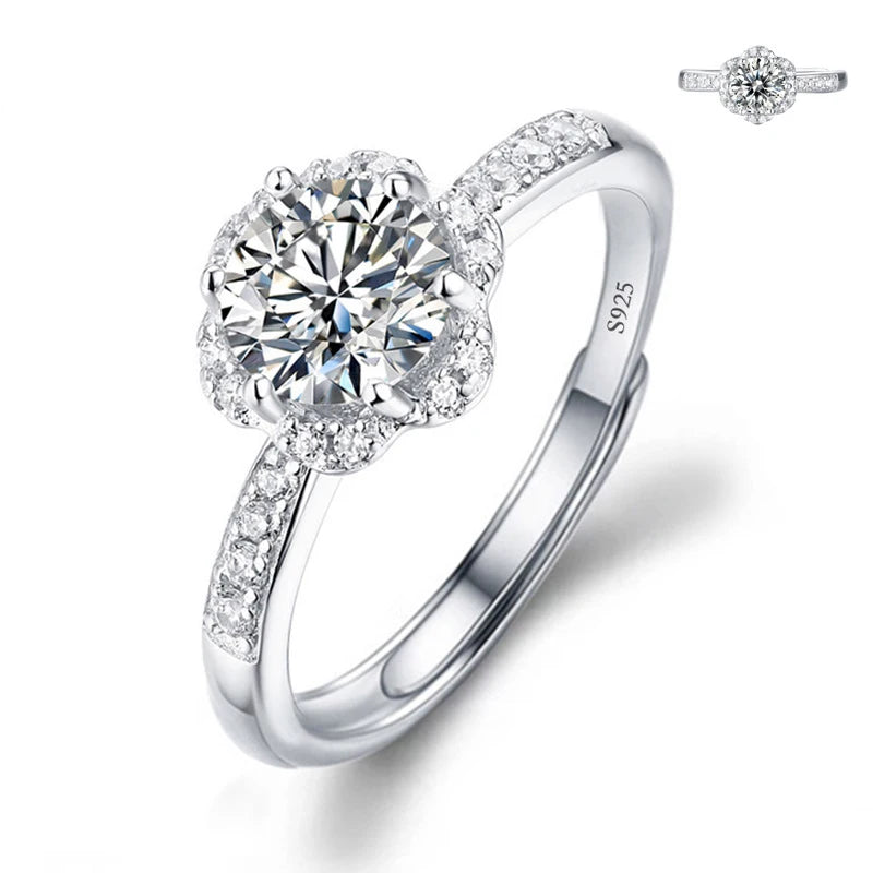 Justerbar Moissanite Förlovningsring – Öppen Design i Silverpläterad Koppar – Elegant & Prisvärd