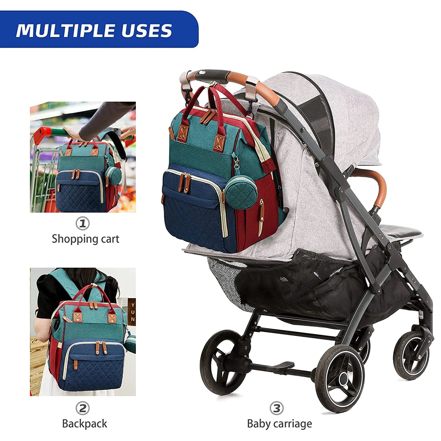 đ SkötvĂ€ska i Denim â Multifunktionell RyggsĂ€ck för Mamma & Baby (42x32x23 cm)