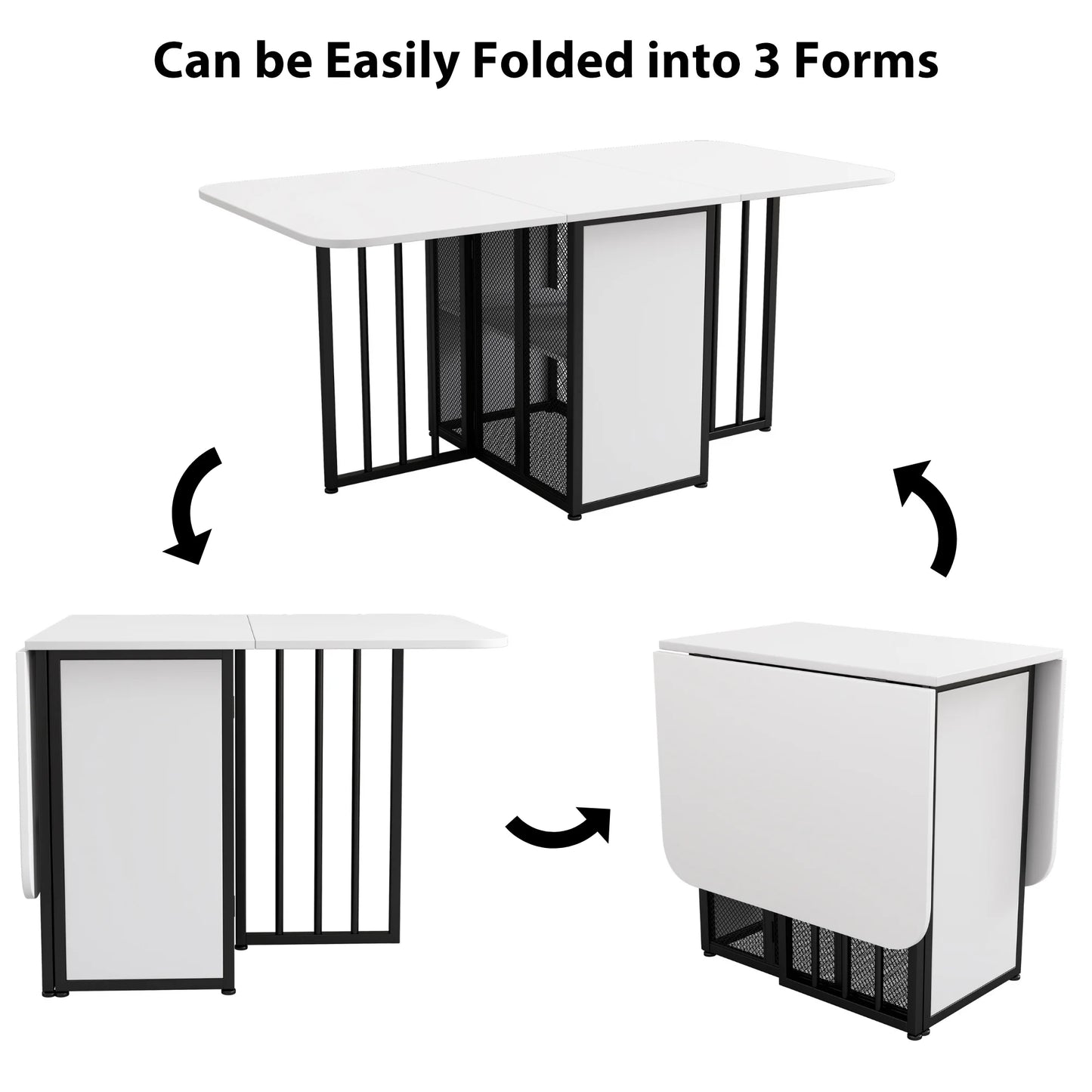 Fällbart Matbord – Multifunktionellt Bord med Lådor & Justerbar Form