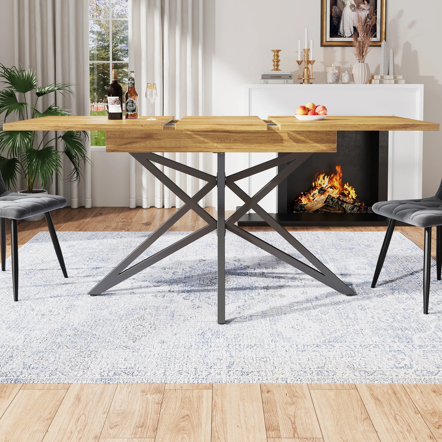 đœïž Utdragbart Matbord 120â160 cm â Modern Design med StjĂ€rnformade Ben