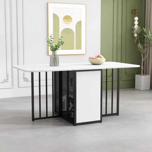Fällbart Matbord – Multifunktionellt Bord med Lådor & Justerbar Form
